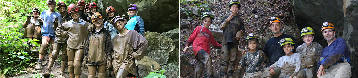 People enjoying their caving experience