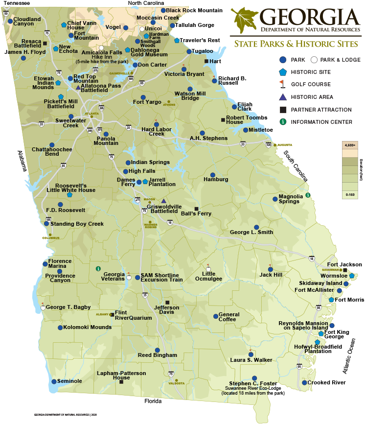 Georgia State Parks & Historic Sites Map | Department Of Natural ...