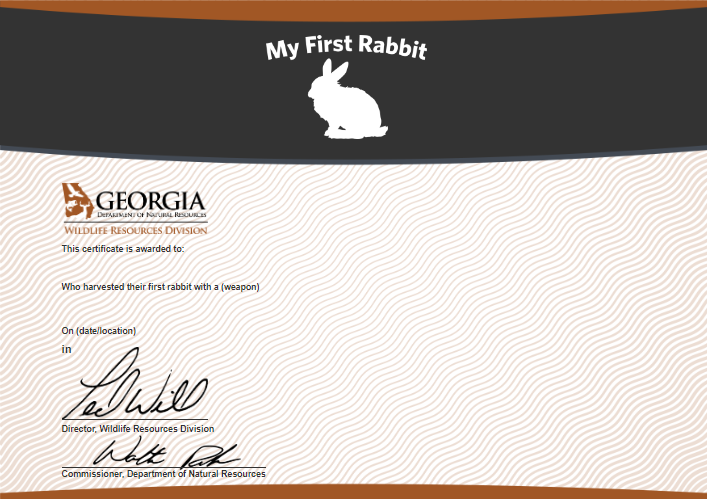 My First Rabbit Certificate